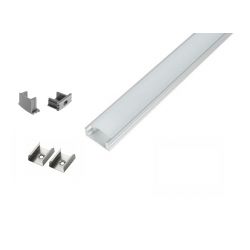 ALU nadgradni profil za LED trak / 2m / na klik / komplet / 15 x 6mm
